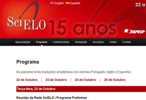 Programa da Conferência SciELO 15 Anos